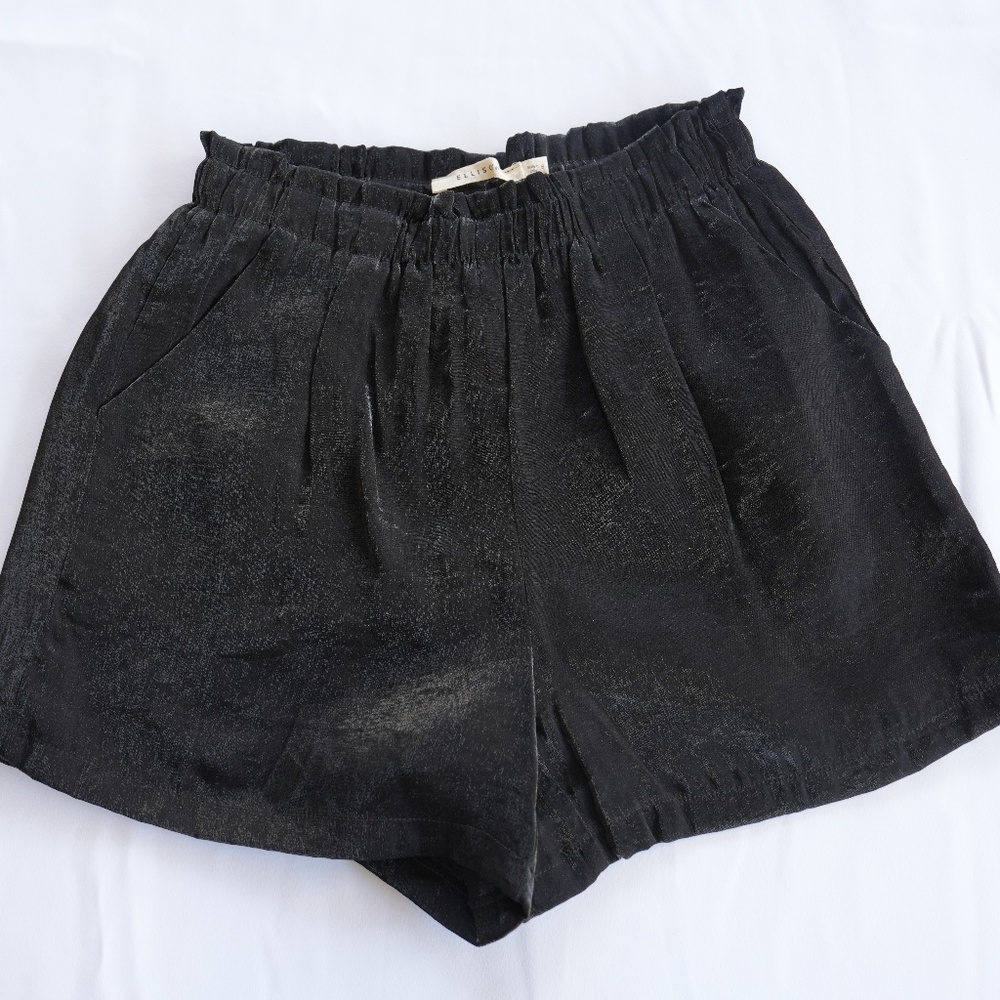 Ellison‎ black shimmer gold paperback shorts size small NWOT